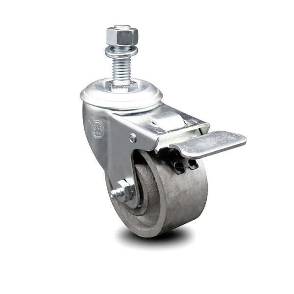 Semi Steel Swivel TS Caster w/Roller Bearing-3" Wheel&12MM Stem w/Total Lock BRK